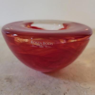 Kosta Boda "Atoll" Red Votive Bowls (PB-EL)