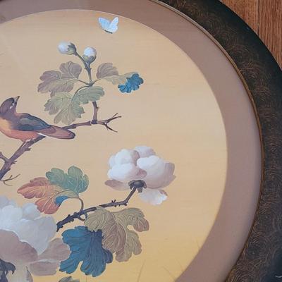 Round Wood Framed Bird Wall Art (PB-EL)