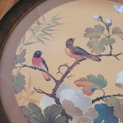 Round Wood Framed Bird Wall Art (PB-EL)
