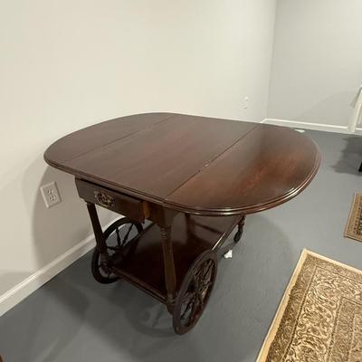 Ethan Allen drop leaf wood tea cart