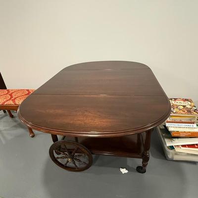 Ethan Allen drop leaf wood tea cart