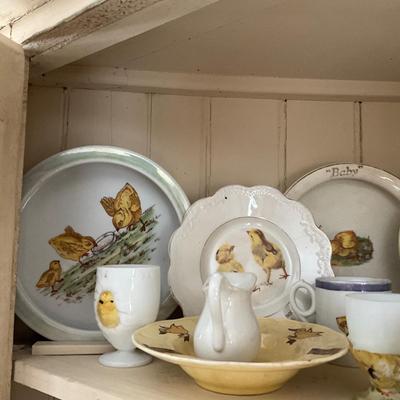 UBA1299 Vintage Victorian Children Chick Dishes & Baby Plates