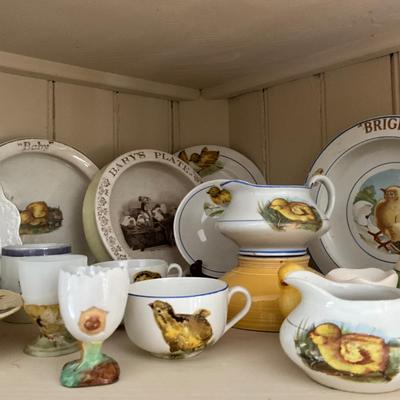 UBA1299 Vintage Victorian Children Chick Dishes & Baby Plates