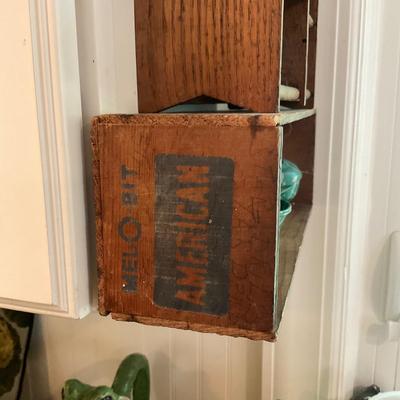 K1241 Doll Shelf and Advertisement Box with Miscellaneous Items