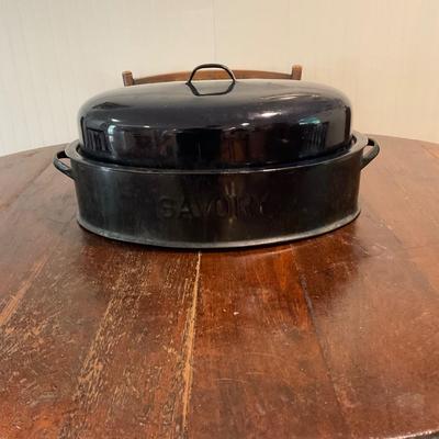 K1250 Early 20th Century Enamelware Roasting Pan