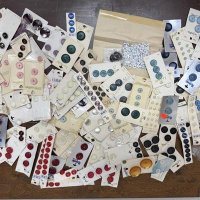 Lot - Vintage Buttons On Original Cards many colors