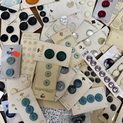 Lot - Vintage Buttons On Original Cards many colors