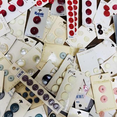 Lot - Vintage Buttons On Original Cards many colors