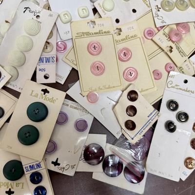 Lot - Vintage Buttons On Original Cards many colors