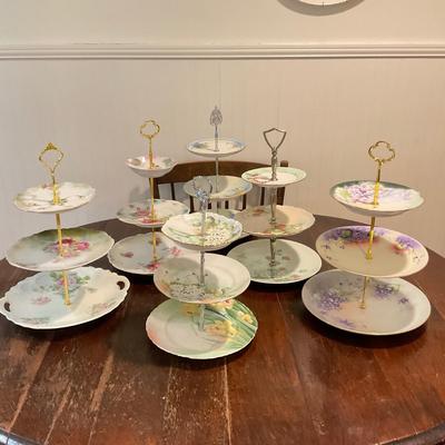 K1345 Six Floral 3-Tier Snack Stands