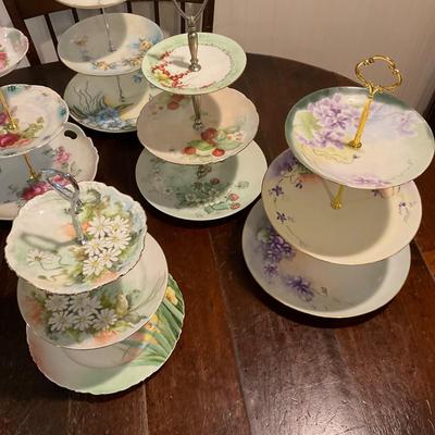 K1345 Six Floral 3-Tier Snack Stands