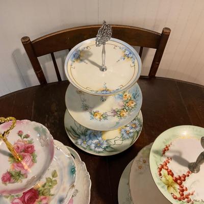 K1345 Six Floral 3-Tier Snack Stands