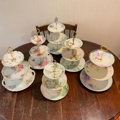 K1345 Six Floral 3-Tier Snack Stands