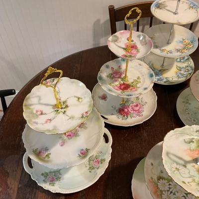 K1345 Six Floral 3-Tier Snack Stands