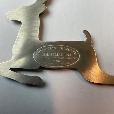 DR1366 Vintage Sterling American Heritage Society 1973 Reindeer Ornament