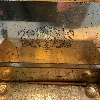 UBB1397 Vintage Blue Glass Lamp & Box with Fan