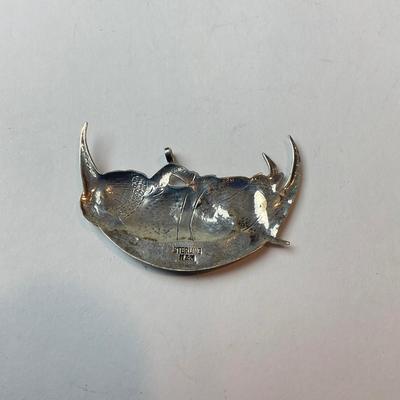 DR1375 Vintage Hand & Hammer Sterling Santa on the Moon Ornament