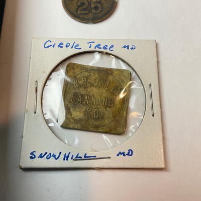 DR1380 Antique W.T Onley Canning Tokens