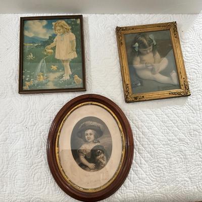 UBB1328 Set of Three Antique Children Framed Prints