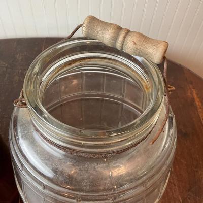DR1410 Large Glass Barrel Jar with Brown Apothecary Bottle