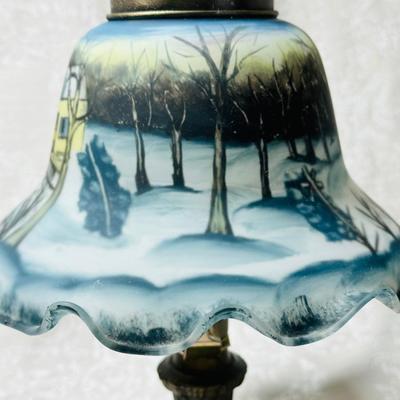 Hand painted lamp Currier and Ives Collection