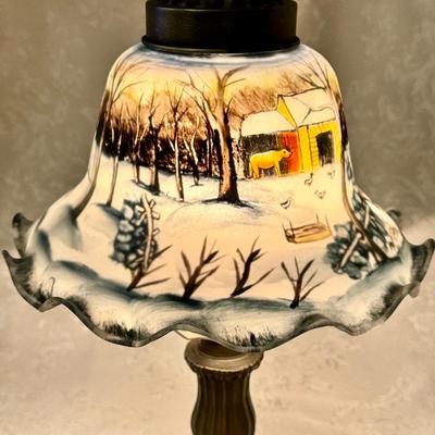 Hand painted lamp Currier and Ives Collection