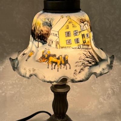 Hand painted lamp Currier and Ives Collection