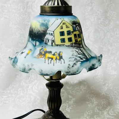 Hand painted lamp Currier and Ives Collection