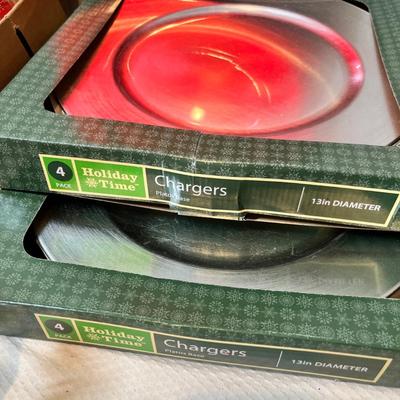 Lot 60 Vintage Christmas glassware & charger plates