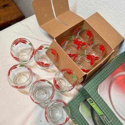 Lot 60 Vintage Christmas glassware & charger plates