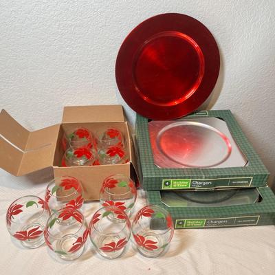 Lot 60 Vintage Christmas glassware & charger plates