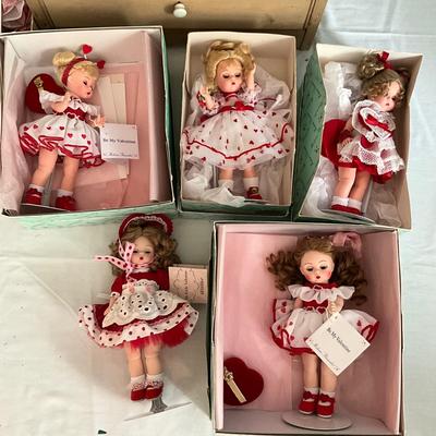 UBB1321 Set of Five Valentine Madame Alexander Dolls