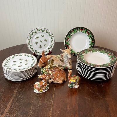 DR1420 Waverly Christmas Plates and Fitz & Floyd Butter and Jar