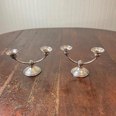 DR1431 Pair of Weighted Sterling Candle Stick Holders by Crown