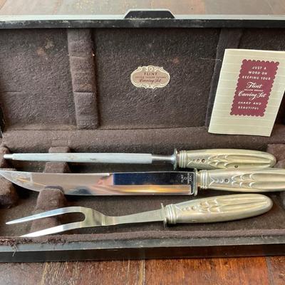 DR1435 Sterling Handle Flint Hallowground Carving Set