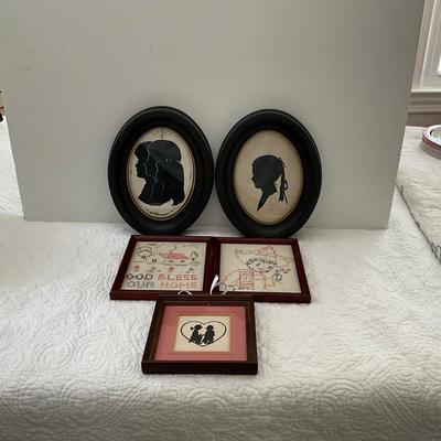 UBB1440 Lot of Needlepoint & Silhouette Pictures