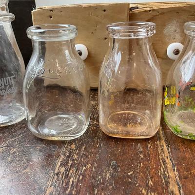 DR1439 Antique Drawers with Vintage Small Dairy Bottles