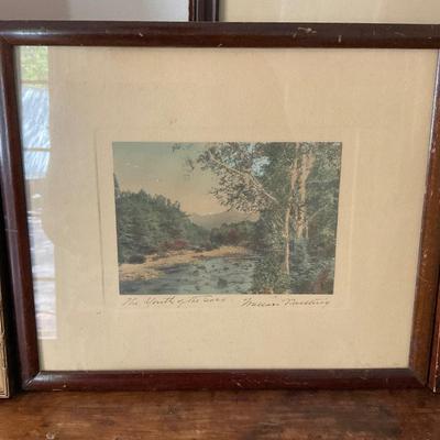 L1456 Wallace Nutting Framed Art Lithographs Signed with 7 Books