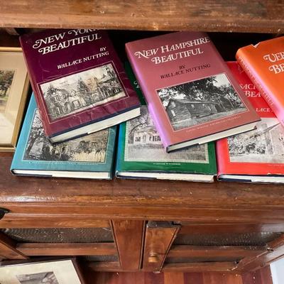 L1456 Wallace Nutting Framed Art Lithographs Signed with 7 Books