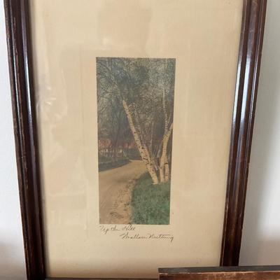L1456 Wallace Nutting Framed Art Lithographs Signed with 7 Books