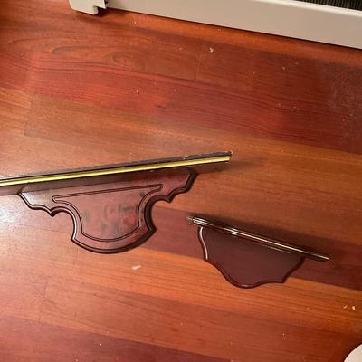 L1459 Two Wall Mahogany Gold Trim Shelves