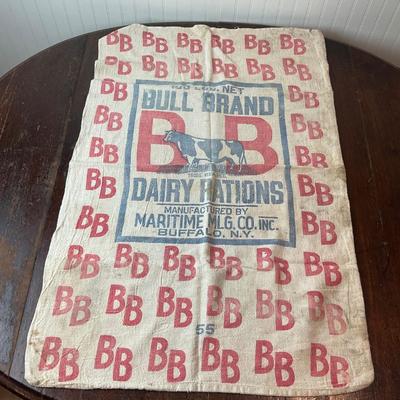 D1469 Antique Bu;; Brand 100lbs Dairy Rations Cloth Bag
