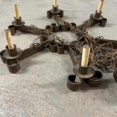 Vintage Six Arm Iron Chandelier (See Details)