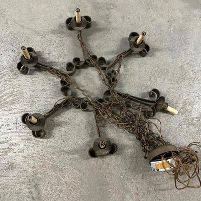 Vintage Six Arm Iron Chandelier (See Details)