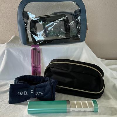Cosmetic Bags, Eye Shade Brushes, Hair Band, Pill Container, all New