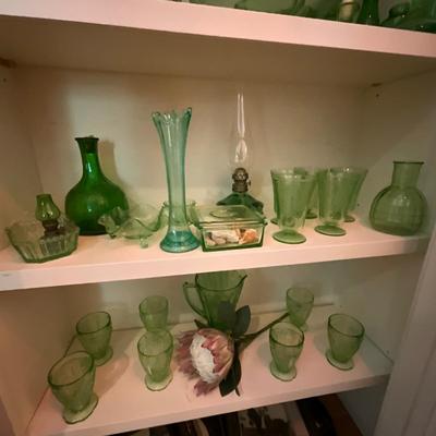UBC1454 Lot of Green Depression Glass