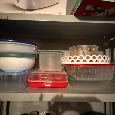 Large lot of plastic storage containers and Tupperware