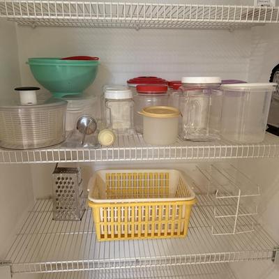 Large lot of plastic storage containers and Tupperware