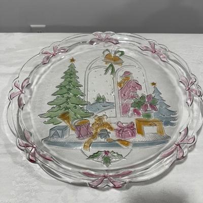 Two holiday glass trays