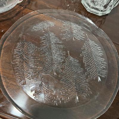 Two holiday glass trays